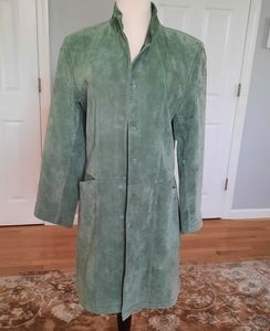 Bernardo sage green long suede leather coat